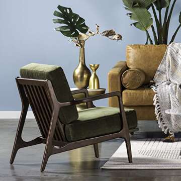 POLY & BARK Verity Lounge Chair, Distressed Green Velvet