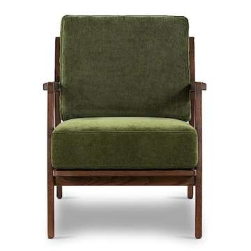 POLY & BARK Verity Lounge Chair, Distressed Green Velvet
