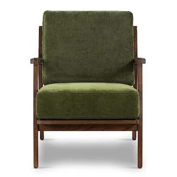 POLY & BARK Verity Lounge Chair, Distressed Green Velvet