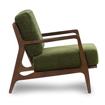 POLY & BARK Verity Lounge Chair, Distressed Green Velvet