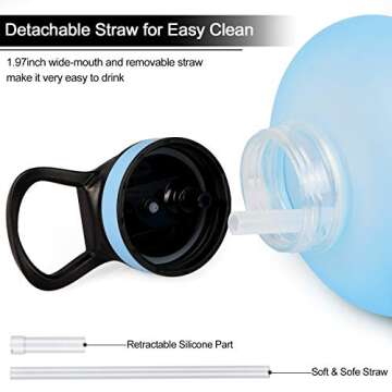 layajia 73OZ/0.6 Gallon Motivational Large Water Bottle with Straw & Time Marker, Leakproof BPA Free Big Water Jug, Wide Mouth Portable, Ensure You Drink Enough Water Daily for Fitness Outdoor Sports