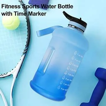 layajia 73OZ/0.6 Gallon Motivational Large Water Bottle with Straw & Time Marker, Leakproof BPA Free Big Water Jug, Wide Mouth Portable, Ensure You Drink Enough Water Daily for Fitness Outdoor Sports