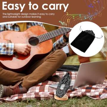 VMBQRTI Circle of Fifths Wheel Metal with Wooden Stand, Complete with Guitar Chord Chart and Music Theory Book for Musical Instrument Learning