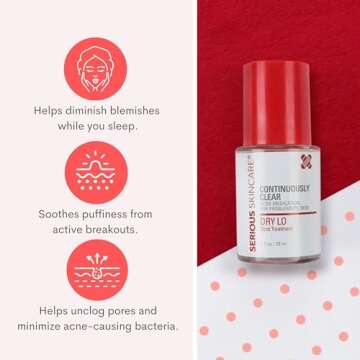 Serious Skincare Dry Lo Overnight Acne Spot Treatment for Face - Blemish Drying Lotion with Sulfur &...