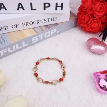 CAKKA Valentines Day Gifts for Her, 8 PCS Romantic Gift Set Includes 20 oz Tumbler with Lid Straw Brush Rose Flower Socks Bracelet Thanks Card Gift Box