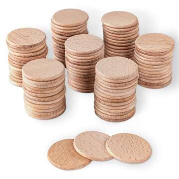100 Count 1.5" Unfinished Wood Circles for Crafting