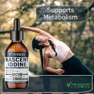 Nascent Iodine Organic | 2800mcg | Potassium Iodide | Iodine Supplement | Iodine Drops | Vegan | Clear Color | Large 2oz