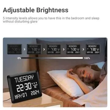 11.5” Digital Wall Clock with Temperature & 3 Alarms