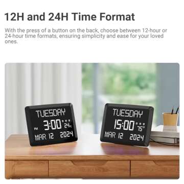11.5” Digital Wall Clock with Temperature & 3 Alarms