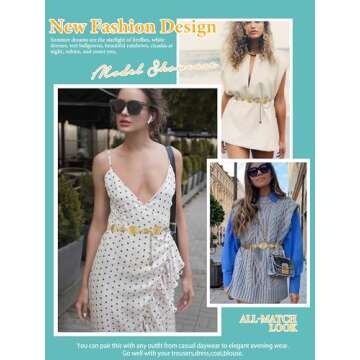 FIORETTO Adjustable Metal Waist Chain Belt for Women