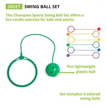 Champion Sports Skip Ball Ankle Toy for Kids, Pack of 6, Assorted Colors - Durable Hopper / Swingball Set with 18-Inch Cord, 5.5-Inch Diameter Ankle Ring - Fun Jumper and Exercise Equipment