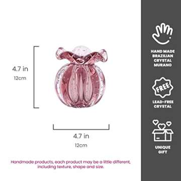 TAVARES Murano Crystal Vases for Flowers - A Stunning Decorative Flower Vase Centerpiece & Small Crystal Vase Perfect for Home or Room Decoration - Measuring 4.72x4.72 Inches
