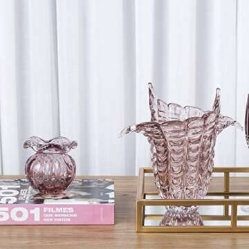 TAVARES Murano Crystal Vases for Flowers - A Stunning Decorative Flower Vase Centerpiece & Small Crystal Vase Perfect for Home or Room Decoration - Measuring 4.72x4.72 Inches