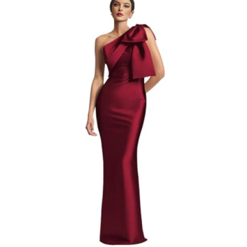 TORYEMY Burgundy Satin Bridesmaid Dress One Shoulder for Wedding Mermaid Mother of The Bride Dresses...