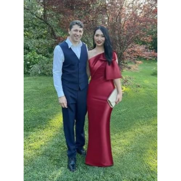 TORYEMY Burgundy Satin Mermaid Bridesmaid Dress for Weddings