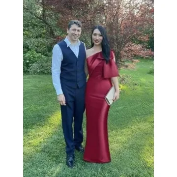 TORYEMY Burgundy Satin Mermaid Bridesmaid Dress for Weddings