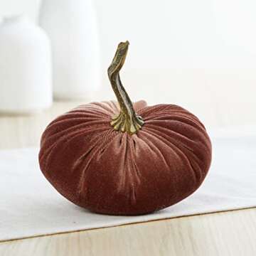 Set of 4 Small Velvet Pumpkins, orange pumpkin home decor, Halloween indoor decor, Thanksgiving centerpiece, gift set for hostess, hygge home, fall wedding decor (Bronze, Rust, Harvest, Tangerine)