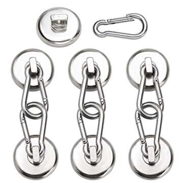 DIYMAG Magnetic Hooks,100LBS Strong Heavy Duty Neodymium Magnet Hooks with Swivel Carabiner Hook,Gre...