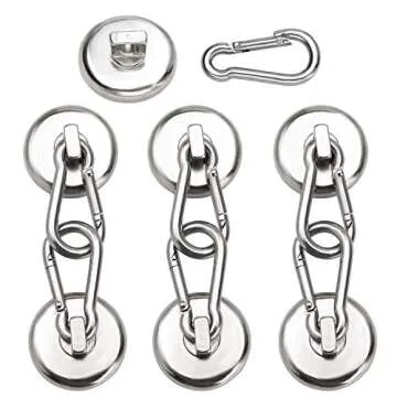 DIYMAG Magnetic Hooks,100LBS Strong Heavy Duty Neodymium Magnet Hooks with Swivel Carabiner Hook,Gre...