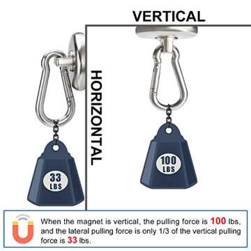 DIYMAG Magnetic Hooks,100LBS Strong Heavy Duty Neodymium Magnet Hooks with Swivel Carabiner Hook,Great for Your Refrigerator and Other Magnetic Surfaces,Pack of 7