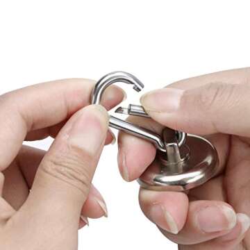 DIYMAG Magnetic Hooks,100LBS Strong Heavy Duty Neodymium Magnet Hooks with Swivel Carabiner Hook,Great for Your Refrigerator and Other Magnetic Surfaces,Pack of 7