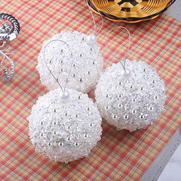 4.25" Christmas Ball Ornaments 4pc Set White Shatterproof Christmas Decorations Tree Balls for Xmas ...