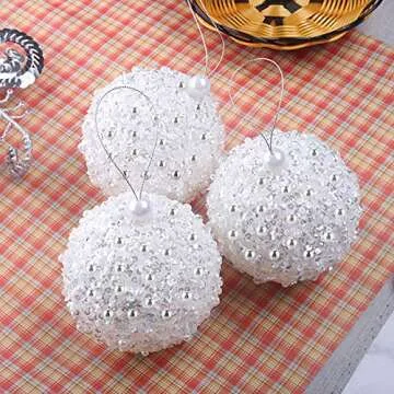 4.25" Christmas Ball Ornaments 4pc Set White Shatterproof Christmas Decorations Tree Balls for Xmas ...