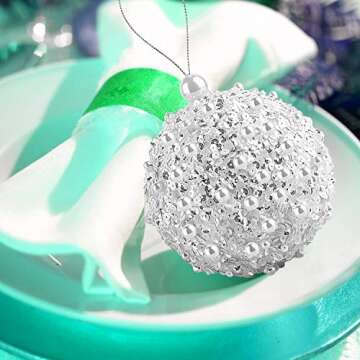 4.25" Christmas Ball Ornaments 4pc Set White Shatterproof Christmas Decorations Tree Balls for Xmas Trees Wedding Party Holiday Decorations Tabletop Small Trees Decoration (White)