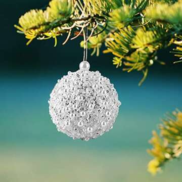 4.25" Christmas Ball Ornaments 4pc Set White Shatterproof Christmas Decorations Tree Balls for Xmas Trees Wedding Party Holiday Decorations Tabletop Small Trees Decoration (White)