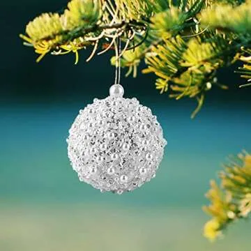 4.25" Christmas Ball Ornaments 4pc Set White Shatterproof Christmas Decorations Tree Balls for Xmas Trees Wedding Party Holiday Decorations Tabletop Small Trees Decoration (White)