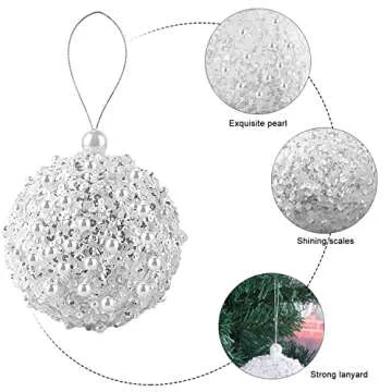 4.25" Christmas Ball Ornaments 4pc Set White Shatterproof Christmas Decorations Tree Balls for Xmas Trees Wedding Party Holiday Decorations Tabletop Small Trees Decoration (White)