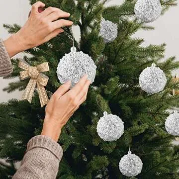 4.25" Christmas Ball Ornaments 4pc Set White Shatterproof Christmas Decorations Tree Balls for Xmas Trees Wedding Party Holiday Decorations Tabletop Small Trees Decoration (White)