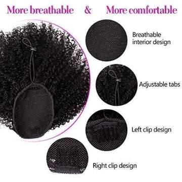 AISI BEAUTY Drawstring Ponytail Extension Afro Kinky Curly Drawstring Puff Ponytails Clip in Hair Extensions for Natural Hair Drawstring Ponytails for Black Women(8inch)