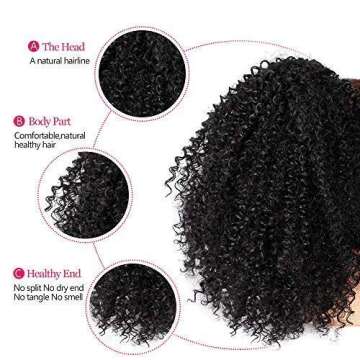 AISI BEAUTY Drawstring Ponytail Extension Afro Kinky Curly Drawstring Puff Ponytails Clip in Hair Extensions for Natural Hair Drawstring Ponytails for Black Women(8inch)