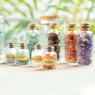 SUNYIK 7 Chakra Stone Bottles Set for Healing & Crafting