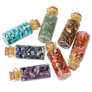 SUNYIK 7 Chakra Stone Bottles Set for Healing & Crafting