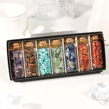 SUNYIK 7 Chakra Stone Bottles Set for Healing & Crafting