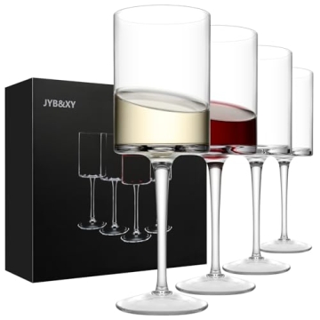 Premium Hand-Blown Crystal Wine Glasses Set of 4 - Elegant 15oz Gift