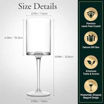Premium Crystal Wine Glasses Set Elegant 15oz Gift
