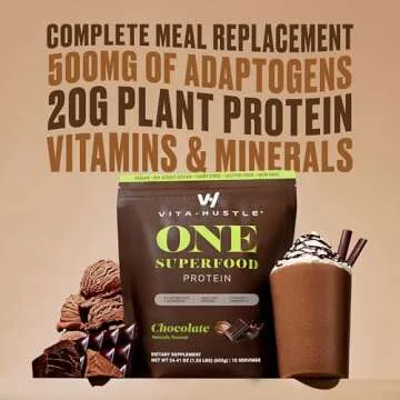 VitaHustle ONE Meal Replacement Shake - Plant Based Protein Powder by Kevin Hart - Vegan, Meal Repla...