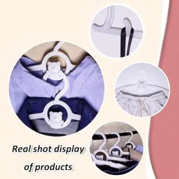 HGYZE Baby Hangers for Closet 50pcs, White Kids Clothes Hanger Plastic, 11-14" Adjustable Bulk Perchas for Newborn, Non-Slip Children Outfit Bear Hanger for Girl Boy Toddler Infant Nursery Clothing