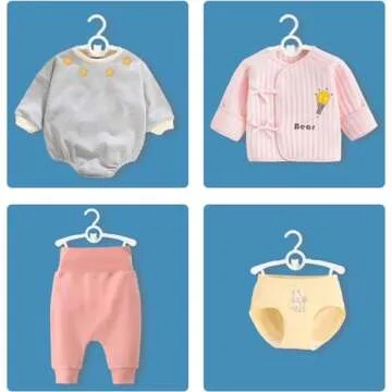 HGYZE Baby Hangers for Closet 50pcs, White Kids Clothes Hanger Plastic, 11-14" Adjustable Bulk Perchas for Newborn, Non-Slip Children Outfit Bear Hanger for Girl Boy Toddler Infant Nursery Clothing