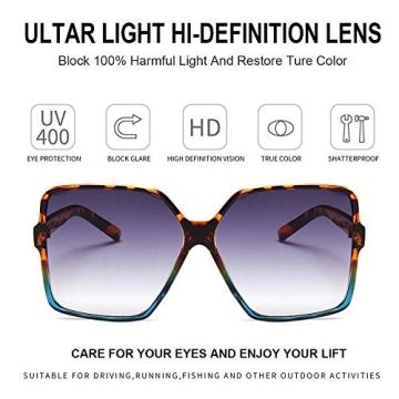 Dollger Oversized Square Sunglasses for Women Big Large Wide Fashion Shades for Men 100% UV Protection Unisex leopard 3