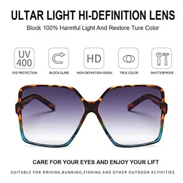 Dollger Oversized Square Sunglasses for Women Big Large Wide Fashion Shades for Men 100% UV Protection Unisex leopard 3