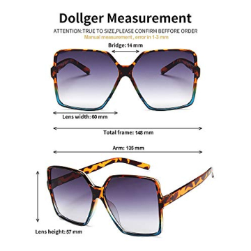 Dollger Oversized Square Sunglasses for Women Big Large Wide Fashion Shades for Men 100% UV Protection Unisex leopard 3