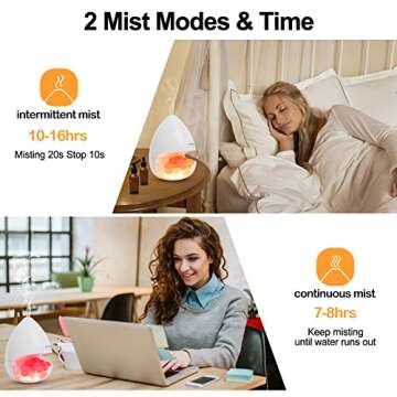 SURBON Upgraded Ultrasonic Aromatherapy Diffuser, 100% Pure Himalayan Salt Lamp, Essential Oil Diffusers with Remote Control, Large Water Tank, 7 Color Lights & Waterless Auto-Off for Home Office Yoga