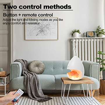 SURBON Upgraded Ultrasonic Aromatherapy Diffuser, 100% Pure Himalayan Salt Lamp, Essential Oil Diffusers with Remote Control, Large Water Tank, 7 Color Lights & Waterless Auto-Off for Home Office Yoga