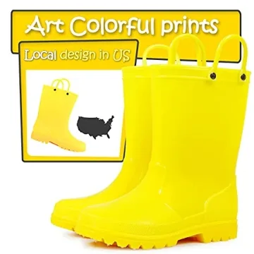 Kids Waterproof Rain Boots with Easy-on Handles by K KomForme