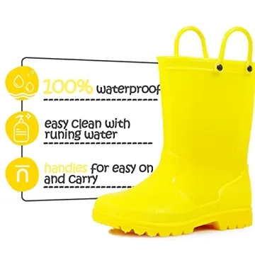 Kids Waterproof Rain Boots with Easy-on Handles by K KomForme