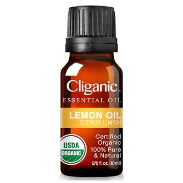 Cliganic Organic Lemon Essential Oil for Aromatherapy & Cleaning